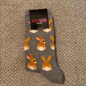 Calf socks with orange/yellow bunnies